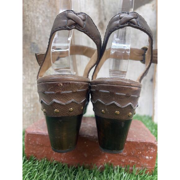 Frye Blair Peeptoe Leather Platform Wedge Heel Sandals Western Boho Women's 9.5 - Picture 4 of 10